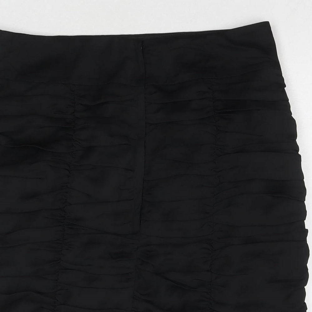 H&M Womens Black Polyester Straight & Pencil Skirt Size 10 Zip