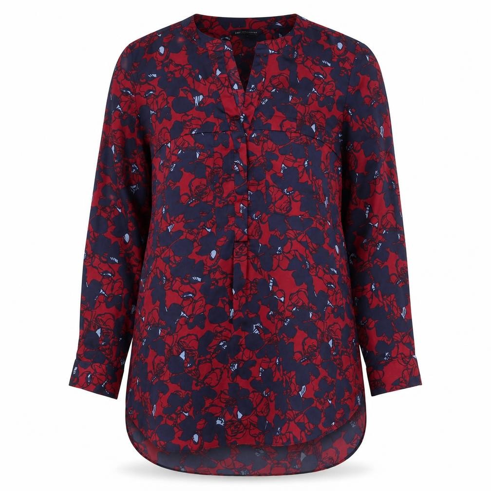 Front view of Marks & Spencer women’s multicoloured floral polyester a-line, size UK 10, v-neck pullover