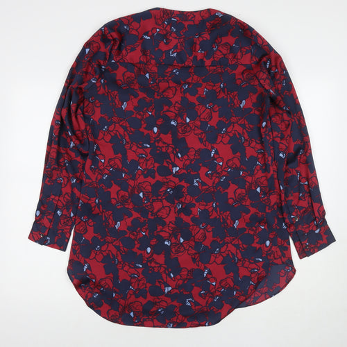 Marks and Spencer Womens Multicoloured Floral Polyester A-Line Size 10 V-Neck Pullover
