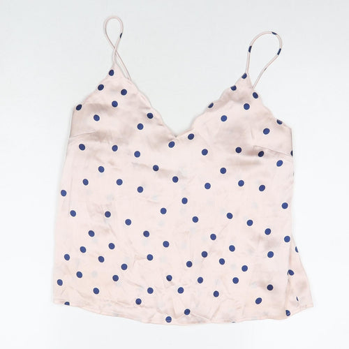 Topshop Womens Pink Polka Dot Polyester Basic Tank Size 8 V-Neck