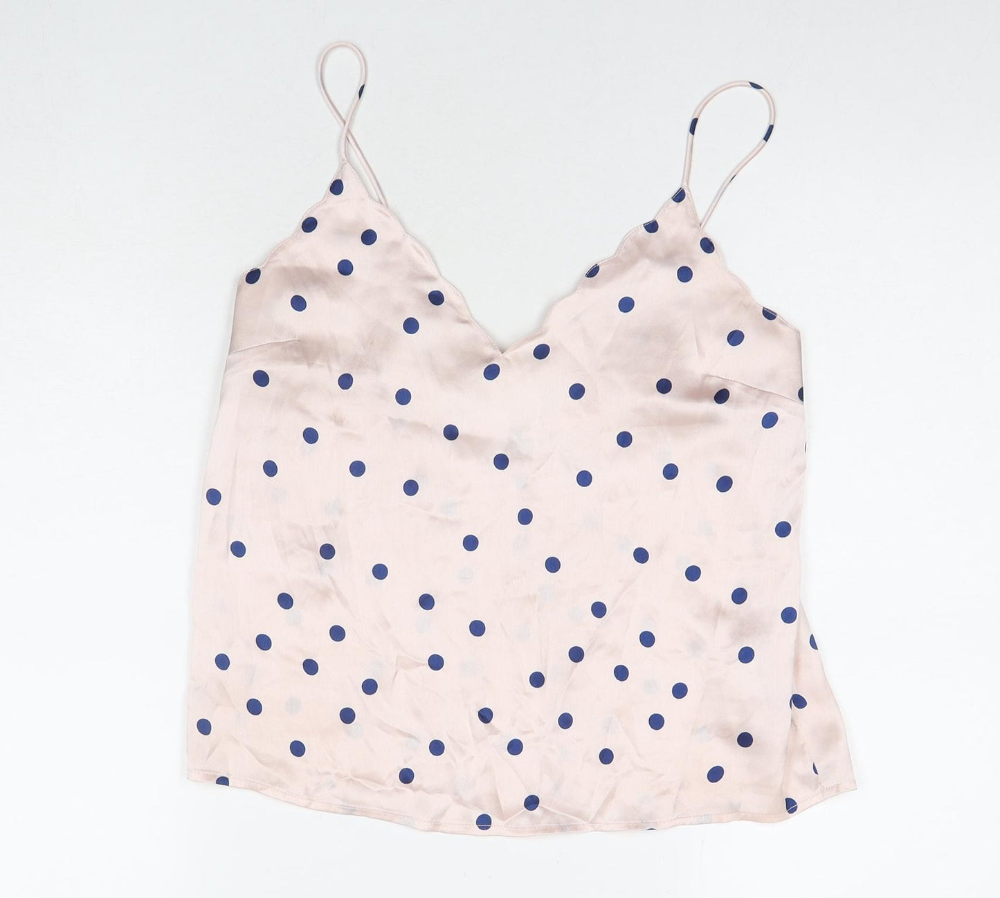 Topshop Womens Pink Polka Dot Polyester Basic Tank Size 8 V-Neck