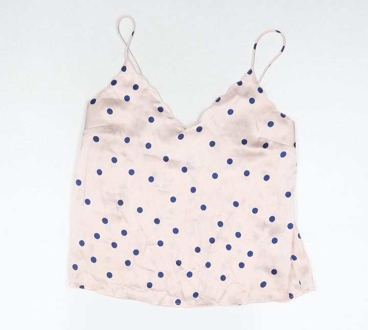 Topshop Womens Pink Polka Dot Polyester Basic Tank Size 8 V-Neck