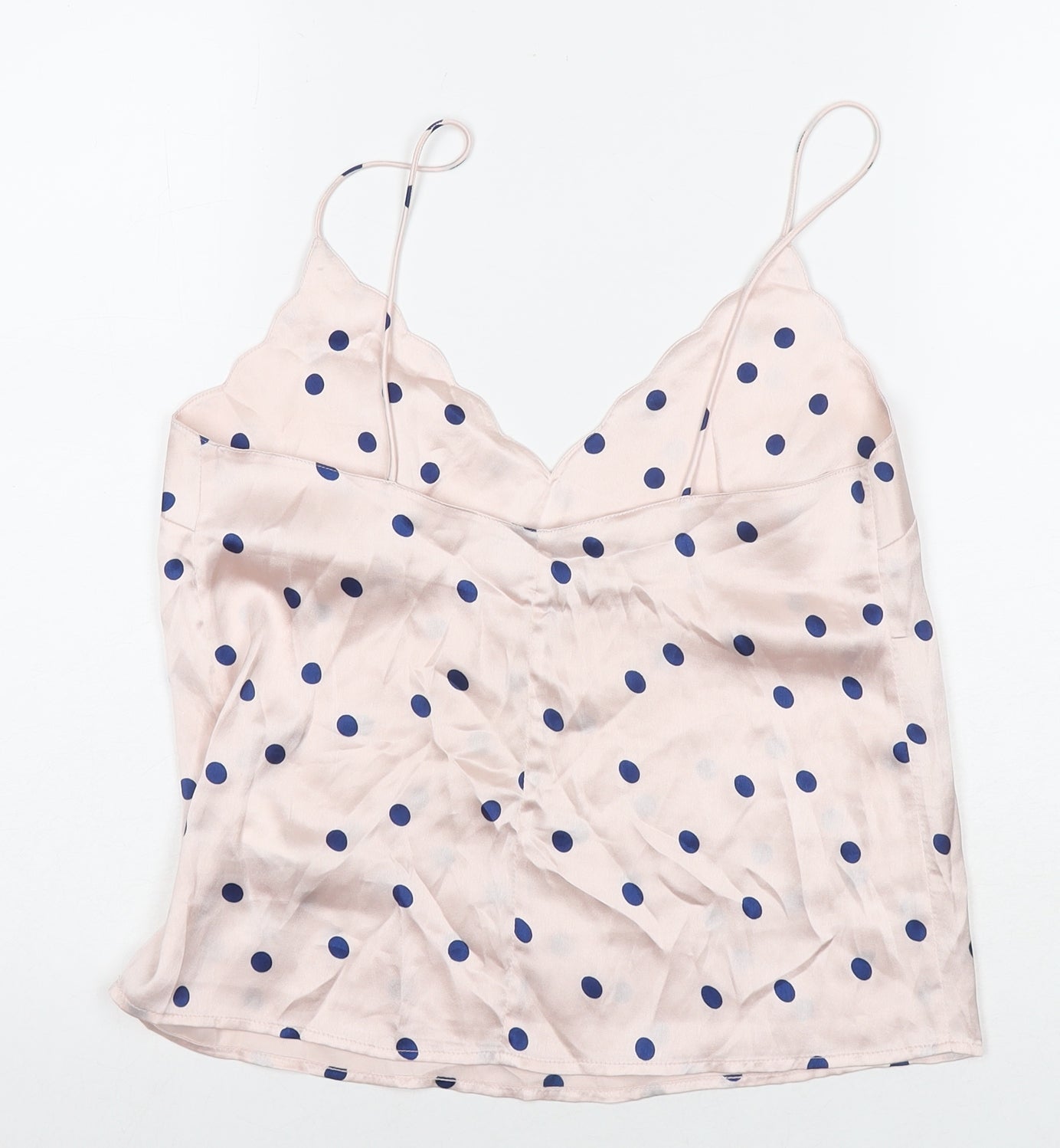 Topshop Womens Pink Polka Dot Polyester Basic Tank Size 8 V-Neck