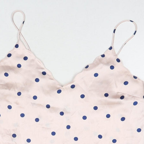 Topshop Womens Pink Polka Dot Polyester Basic Tank Size 8 V-Neck