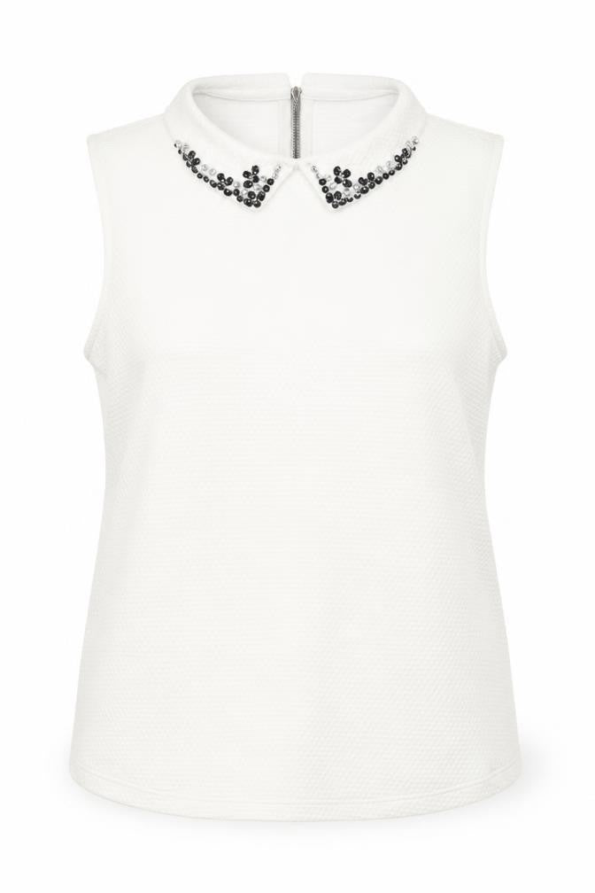 Next Womens White Polyester Basic Blouse Size 18 Collared - Jeweled Detail
