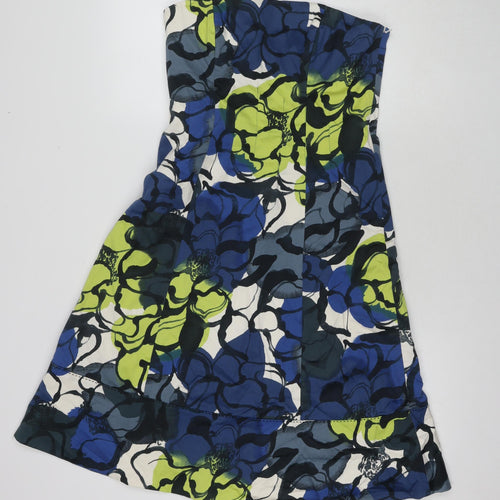Coast Womens Multicoloured Geometric Cotton A-Line Size 10 Square Neck Pullover - Strapless