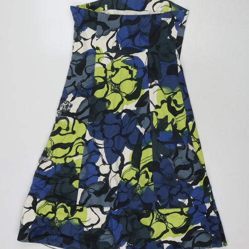 Coast Womens Multicoloured Geometric Cotton A-Line Size 10 Square Neck Pullover - Strapless