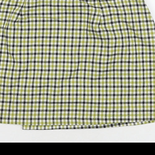 John Craft Womens Green Check Polyester Wrap Skirt Size 24 in Buckle