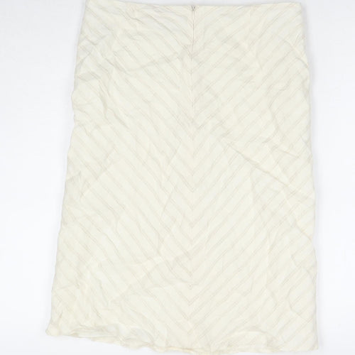 NEXT Womens Ivory Striped Viscose Straight & Pencil Skirt Size 12 Zip
