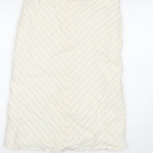 NEXT Womens Ivory Striped Viscose Straight & Pencil Skirt Size 12 Zip