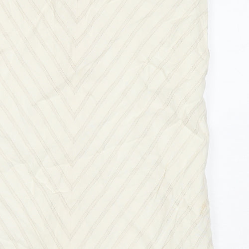 NEXT Womens Ivory Striped Viscose Straight & Pencil Skirt Size 12 Zip