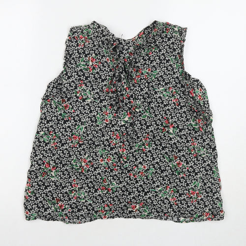 Zara Womens Multicoloured Floral Polyester Basic Tank Size L Round Neck