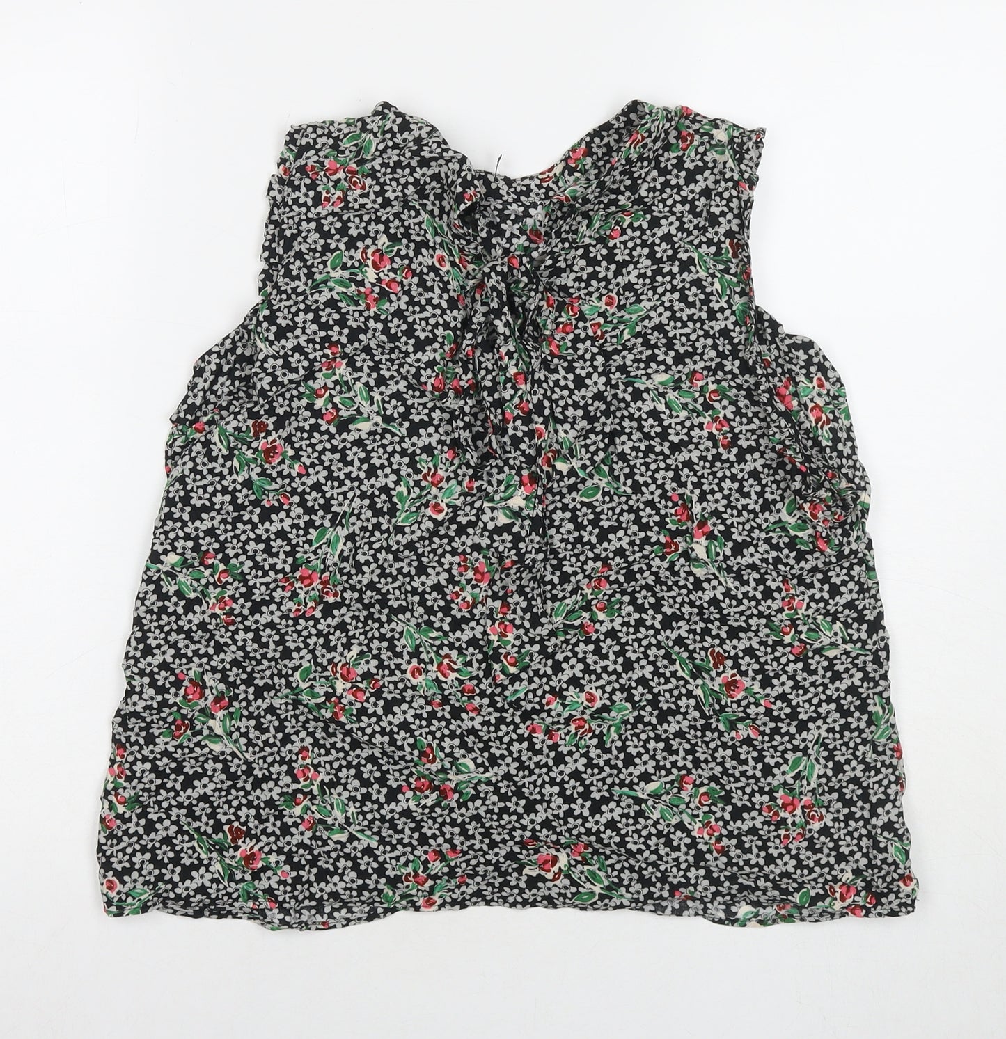 Zara Womens Multicoloured Floral Polyester Basic Tank Size L Round Neck