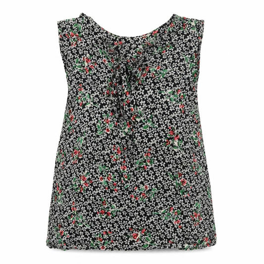 Front view of Zara women’s multicoloured floral polyester basic tank, size L, round neck