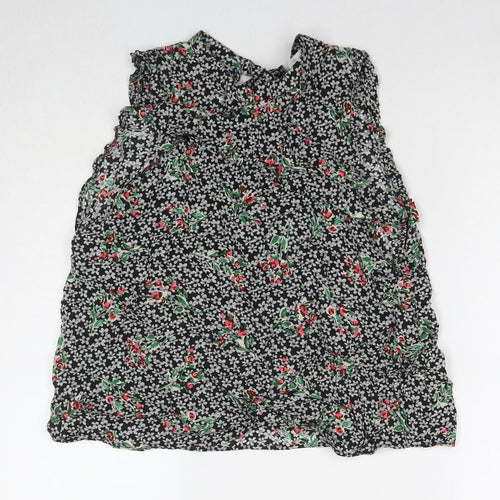 Zara Womens Multicoloured Floral Polyester Basic Tank Size L Round Neck