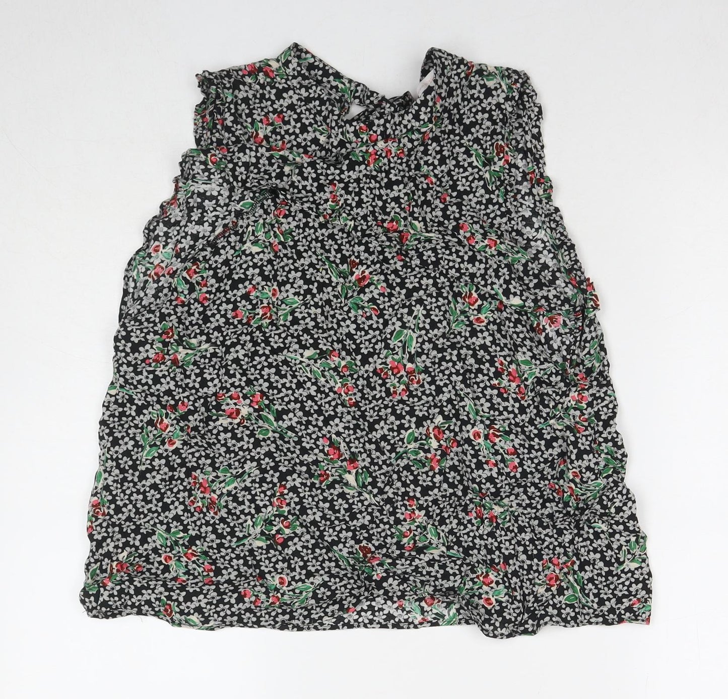 Zara Womens Multicoloured Floral Polyester Basic Tank Size L Round Neck