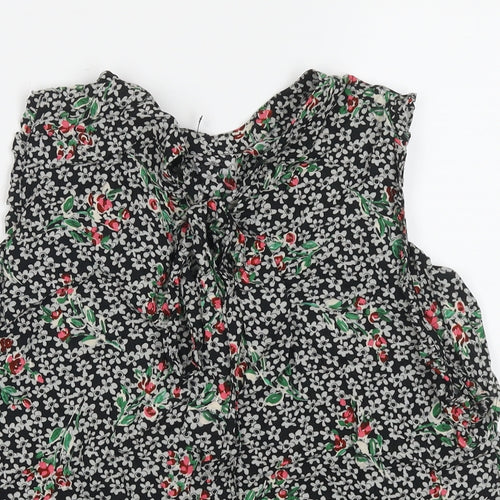 Zara Womens Multicoloured Floral Polyester Basic Tank Size L Round Neck