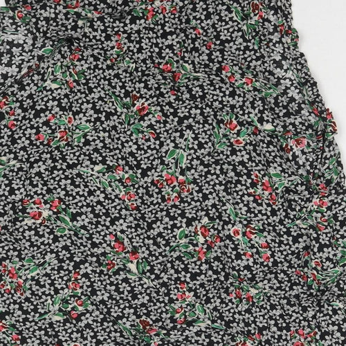 Zara Womens Multicoloured Floral Polyester Basic Tank Size L Round Neck