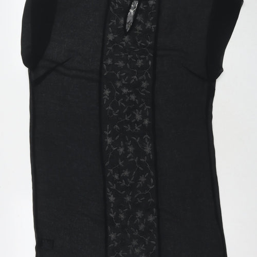 Planet Womens Black Floral Polyester T-Shirt Dress Size 10 Round Neck Pullover - Beach Cover-Up