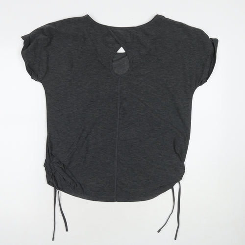 Tuff Womens Grey Polyester Basic T-Shirt Size M Round Neck Pullover