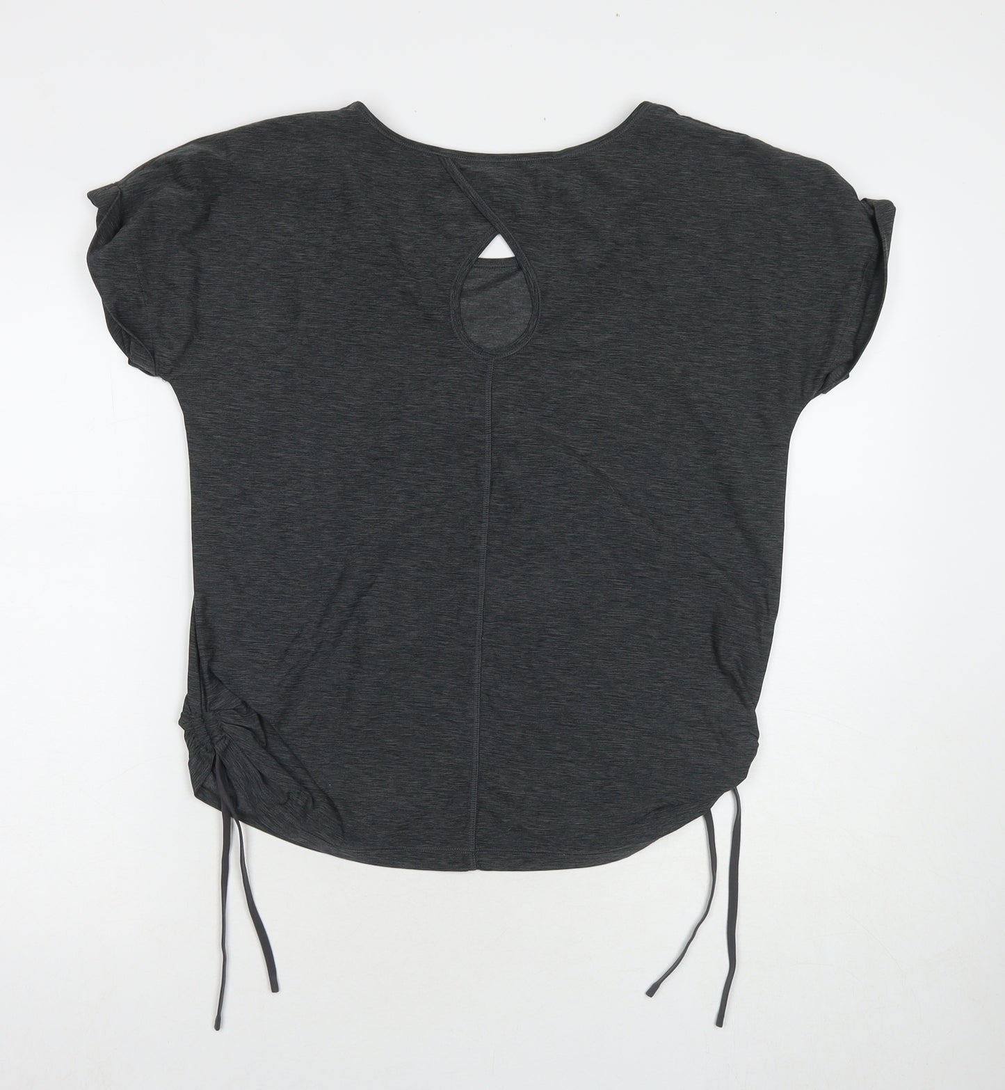 Tuff Womens Grey Polyester Basic T-Shirt Size M Round Neck Pullover