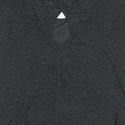 Tuff Womens Grey Polyester Basic T-Shirt Size M Round Neck Pullover