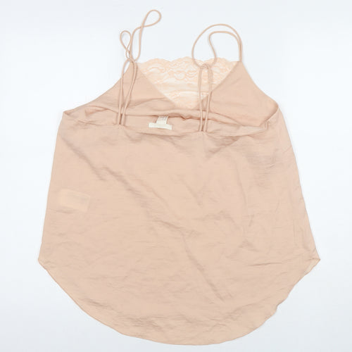 H&M Womens Beige Polyester Basic Tank Size 14 Round Neck