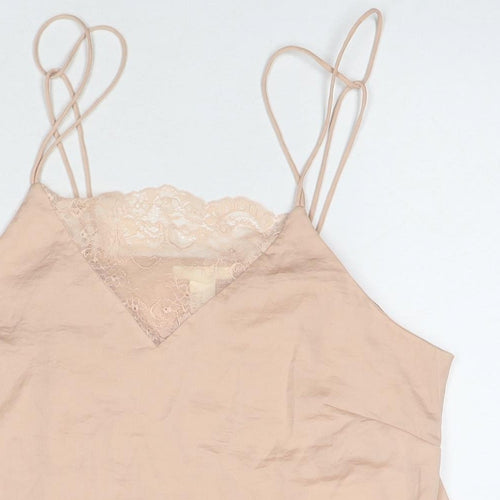 H&M Womens Beige Polyester Basic Tank Size 14 Round Neck