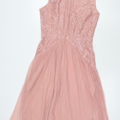 ASOS Womens Pink Polyester A-Line Size 12 V-Neck Zip