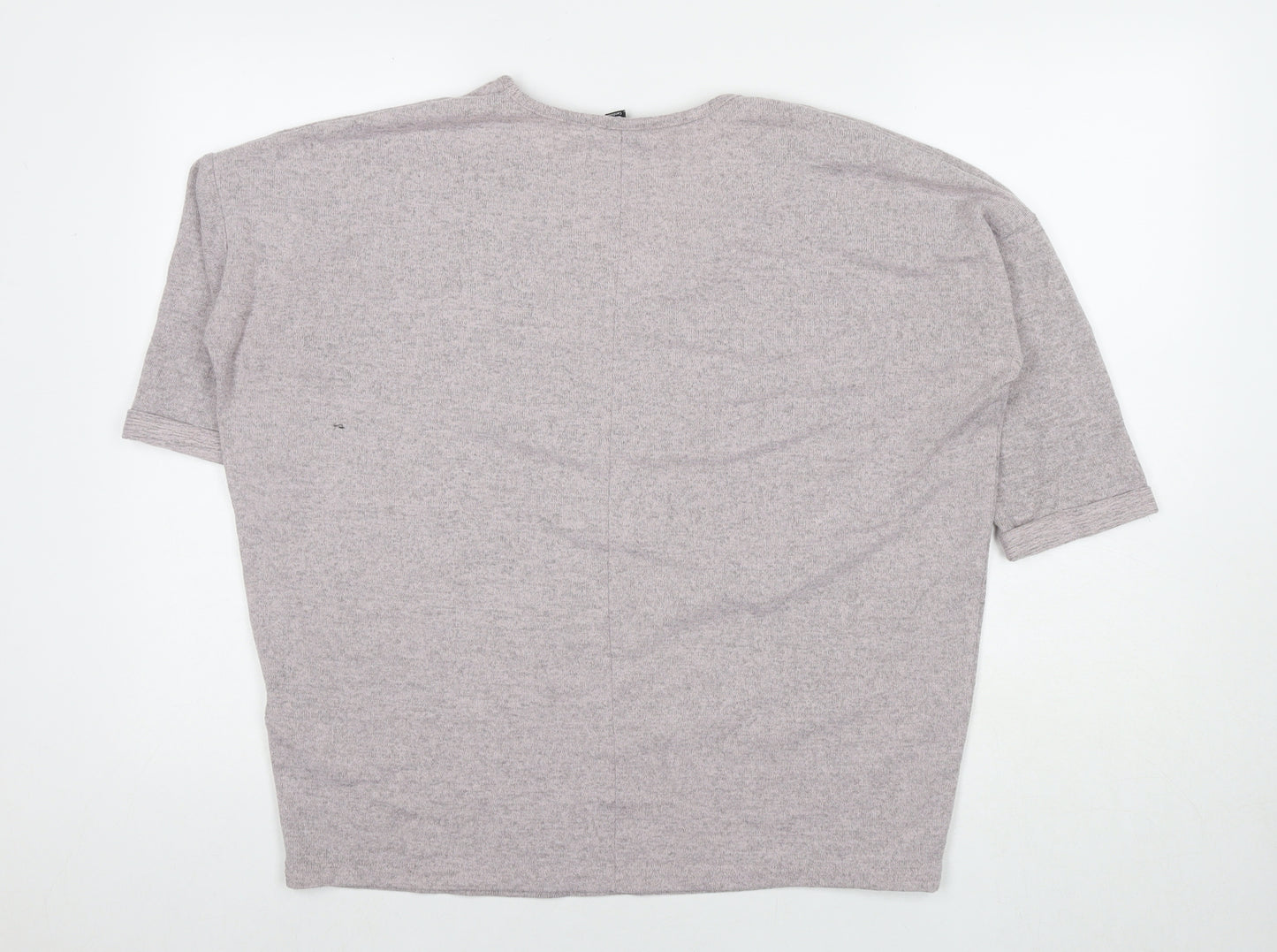 New Look Womens Grey Polyester Basic T-Shirt Size M V-Neck