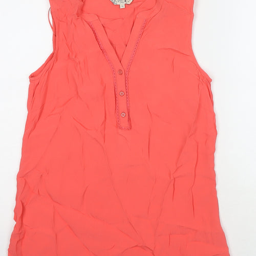 M&Co Womens Pink Polyester Basic Tank Size 10 V-Neck