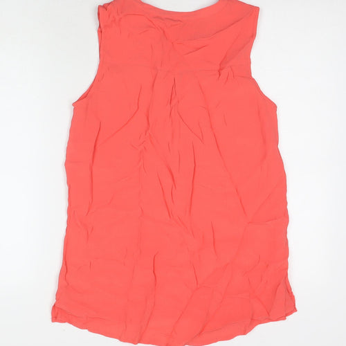 M&Co Womens Pink Polyester Basic Tank Size 10 V-Neck