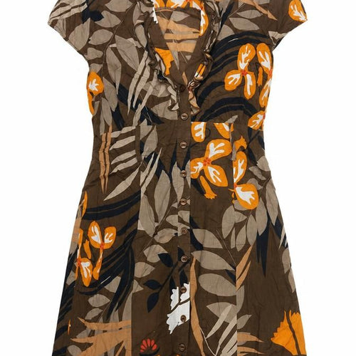 Philip Russel Womens Brown Cotton A-Line Size L V-Neck Zip