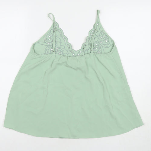 Capsule Womens Green Polyester Basic Tank Size M Round Neck