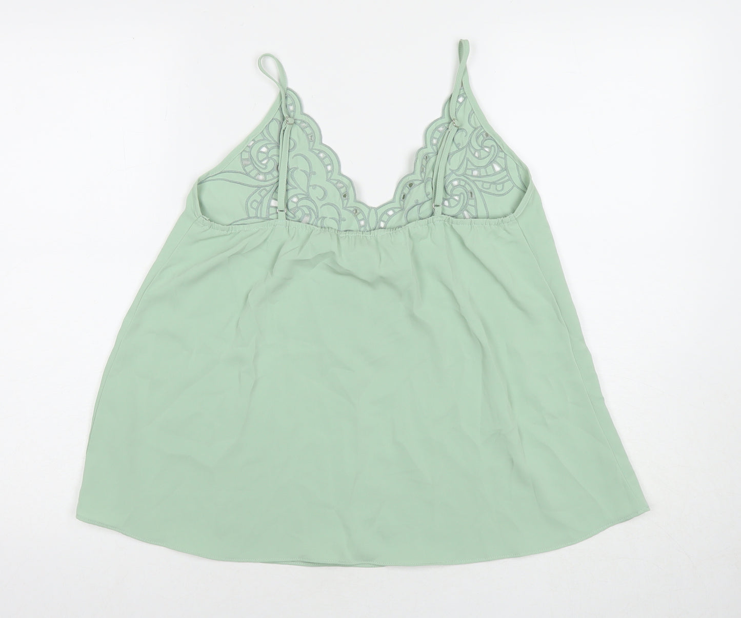 Capsule Womens Green Polyester Basic Tank Size M Round Neck