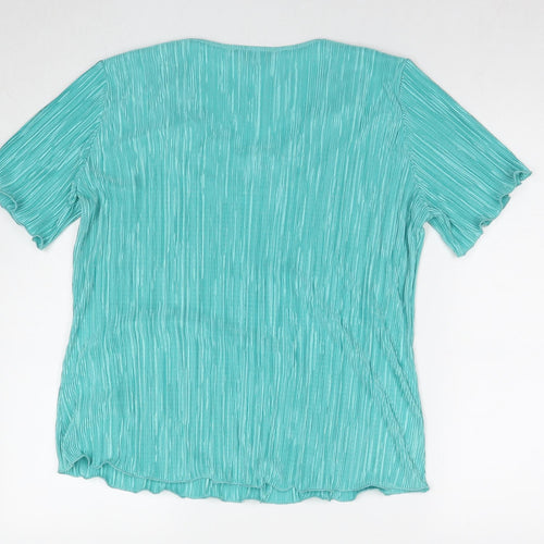 Forever Womens Blue Polyester Basic Blouse Size L Round Neck