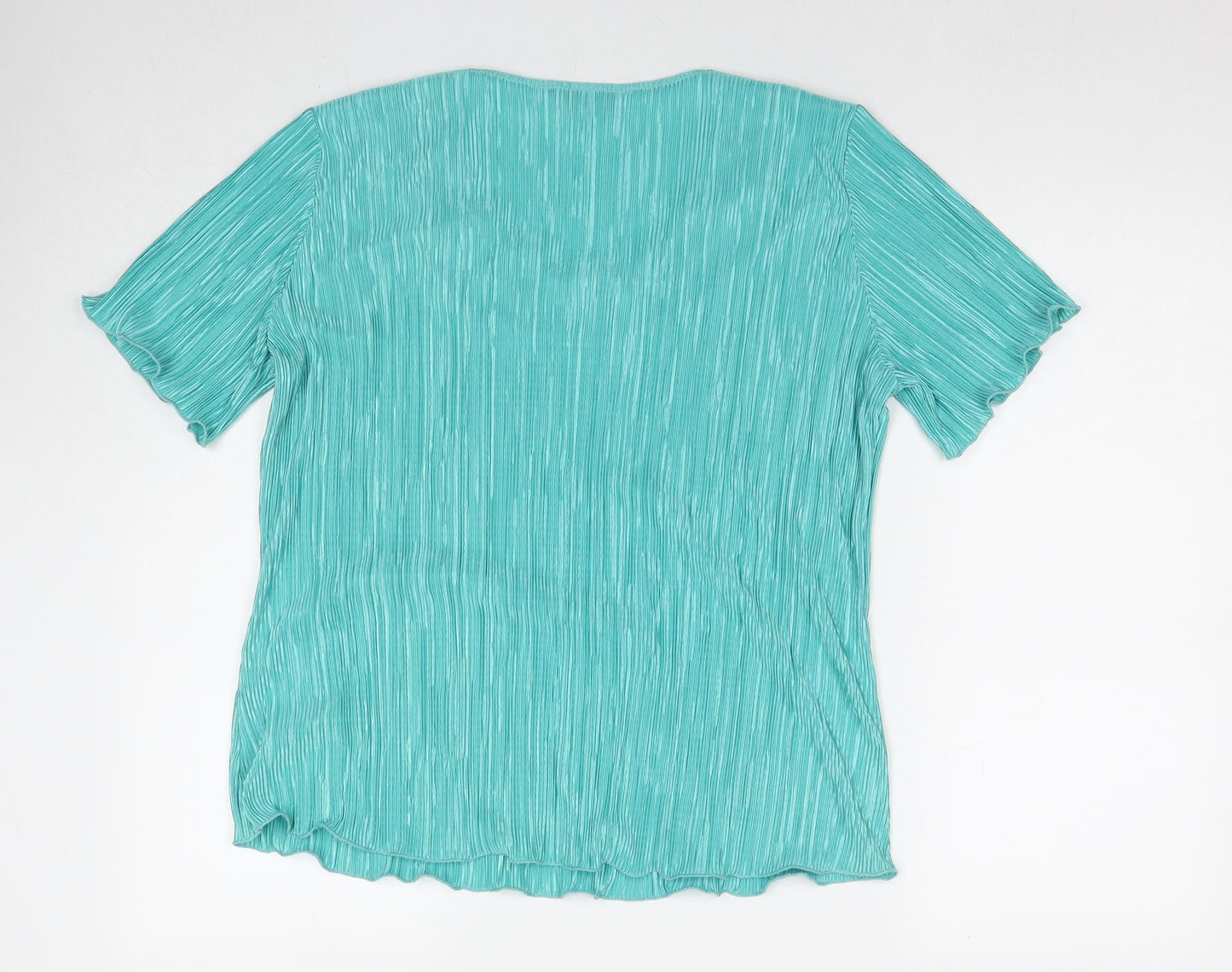 Forever Womens Blue Polyester Basic Blouse Size L Round Neck