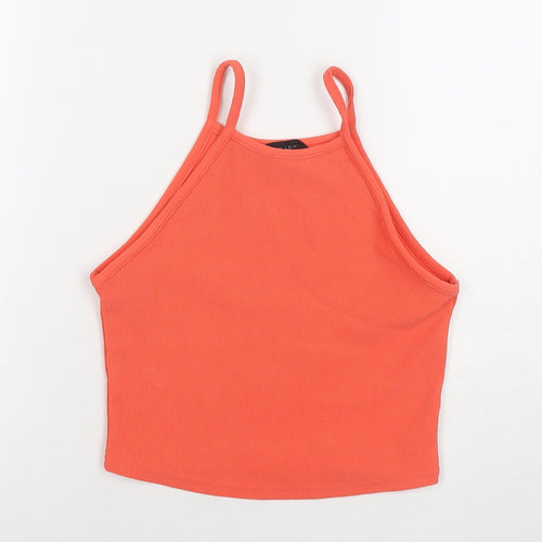 New Look Womens Orange Polyester Cropped Tank Size 8 Square Neck