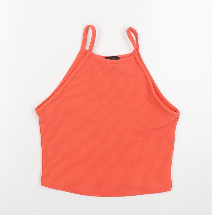 New Look Womens Orange Polyester Cropped Tank Size 8 Square Neck