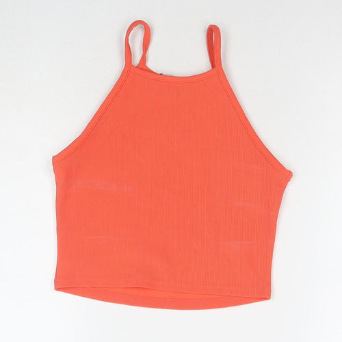 New Look Womens Orange Polyester Cropped Tank Size 8 Square Neck