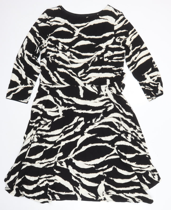Roman Womens Multicoloured Animal Print Viscose A-Line Size 16 Boat Neck