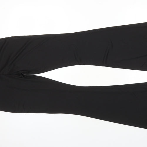 PRETTYLITTLETHING Womens Black Polyester Trousers Size 12 L35 in Regular - Elasticated Waist