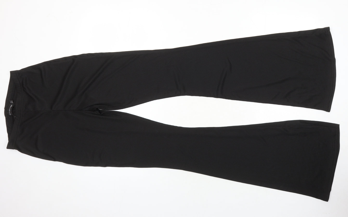 PRETTYLITTLETHING Womens Black Polyester Trousers Size 12 L35 in Regular - Elasticated Waist
