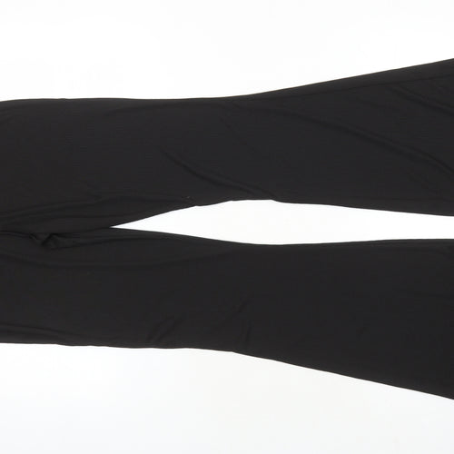 PRETTYLITTLETHING Womens Black Polyester Trousers Size 12 L35 in Regular - Elasticated Waist
