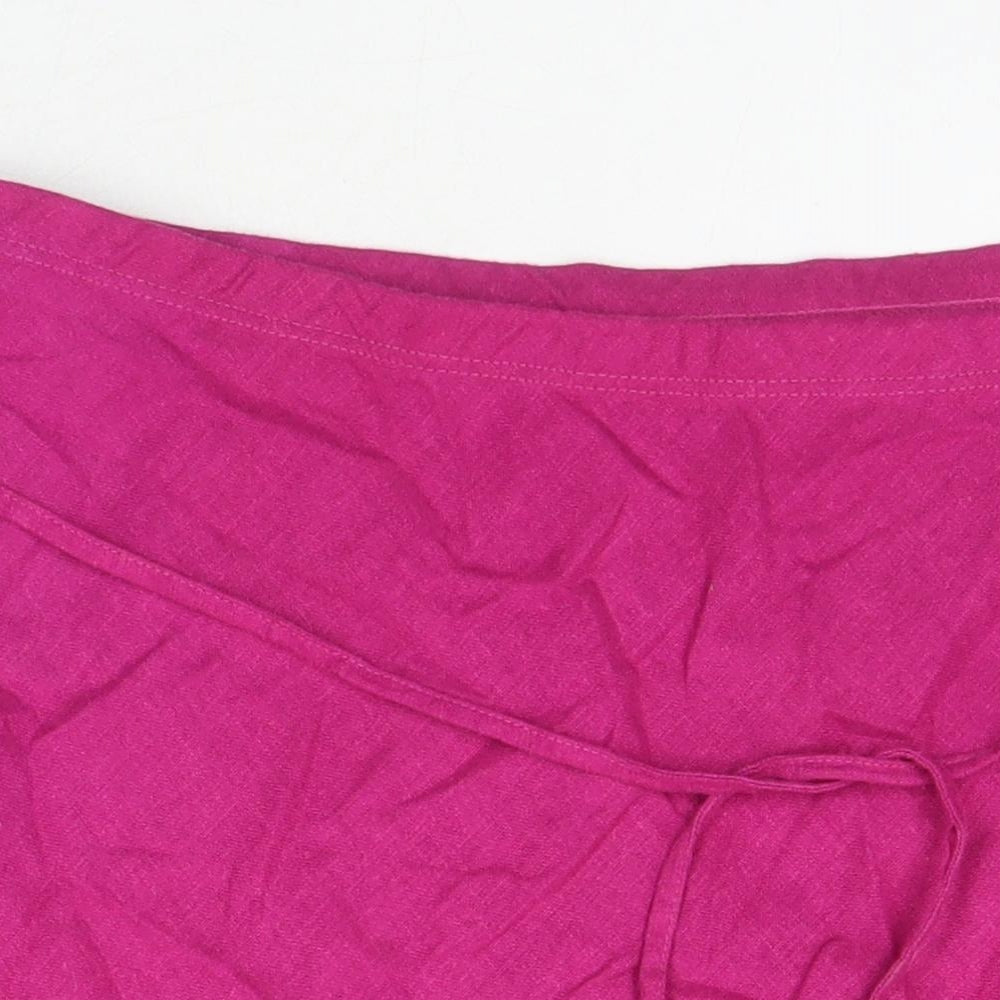 M&S Womens Pink Linen A-Line Skirt Size 16 Zip
