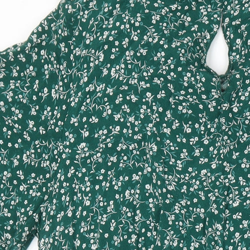 New Look Womens Ivory Floral Viscose A-Line Size 12 Collared