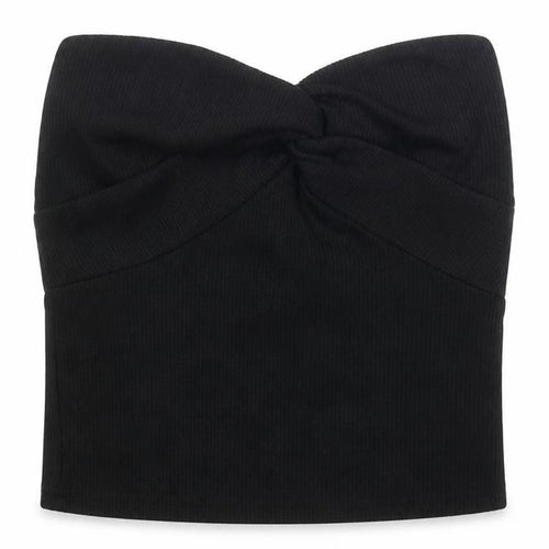Air Space Womens Black Polyester Blend Cropped T-Shirt Size S Off the Shoulder