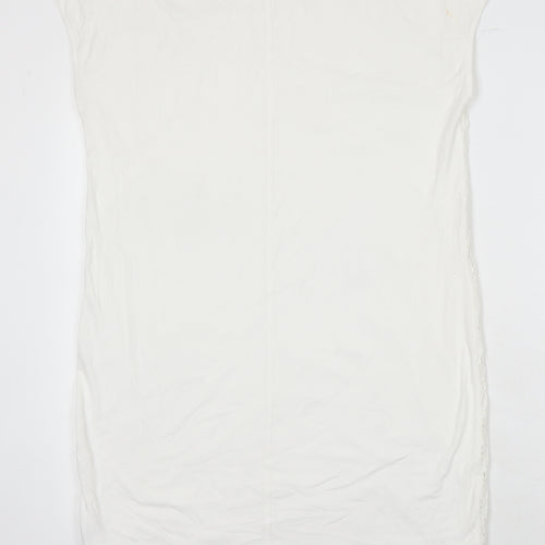 Sandwich Womens White Cotton Blend T-Shirt Dress One Size Boat Neck