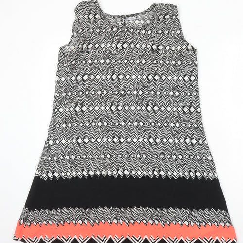 Simply stockshop Womens Multicoloured Geometric Polyester A-Line Size L Boat Neck