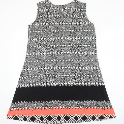 Simply stockshop Womens Multicoloured Geometric Polyester A-Line Size L Boat Neck